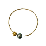 Tahitian Pearl & Gold Pīkake Bangle