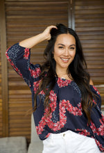 Haunani Peasant Top- Lei ʻAʻaliʻi - Navy