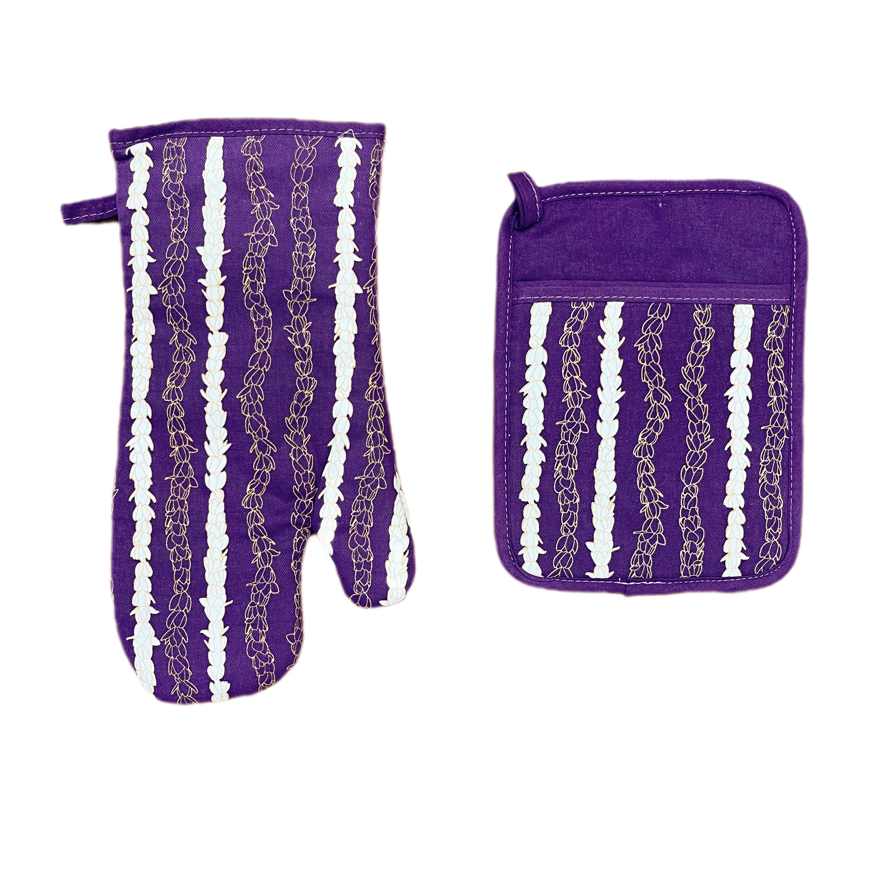 Pikake Lei Oven Mitt Set in Purple – Valia Honolulu